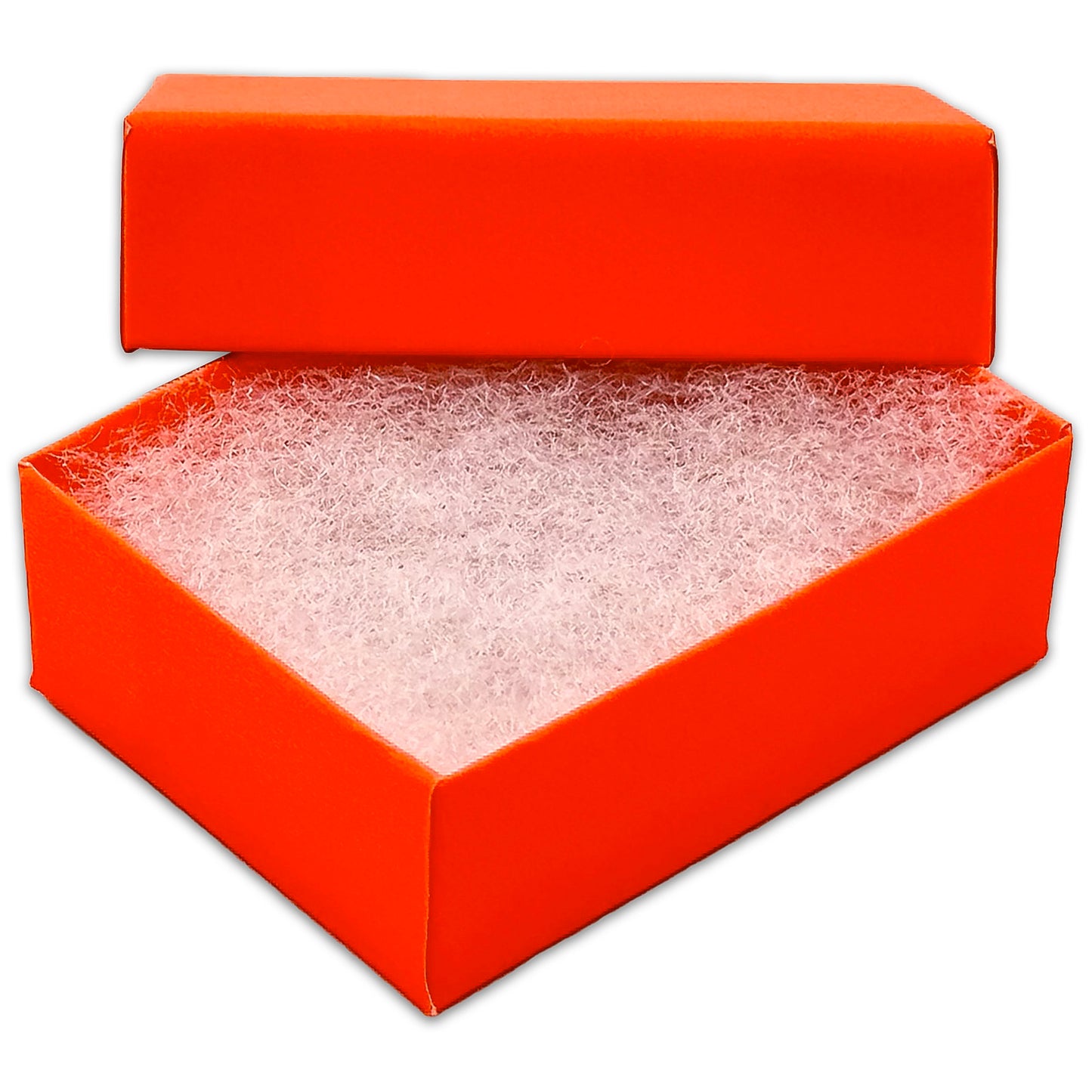 2 1/8" x 1 5/8" x 3/4" Neon Orange Cotton Filled Paper Box