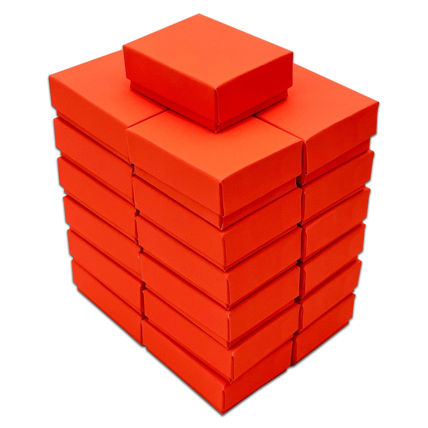 2 1/8" x 1 5/8" x 3/4" Neon Orange Cotton Filled Paper Box