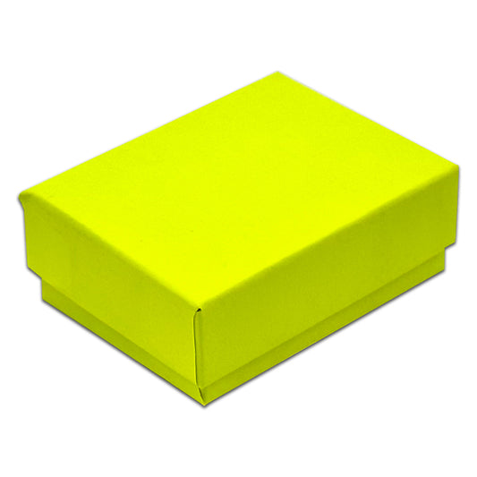 2 1/8" x 1 5/8" x 3/4" Neon Yellow Cotton Filled Paper Box