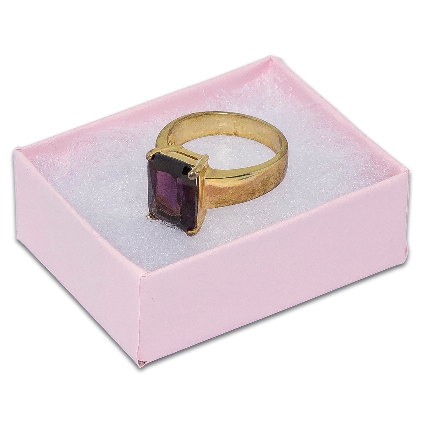 2 1/8" x 1 5/8" x 3/4" Pink Cotton Filled Paper Box