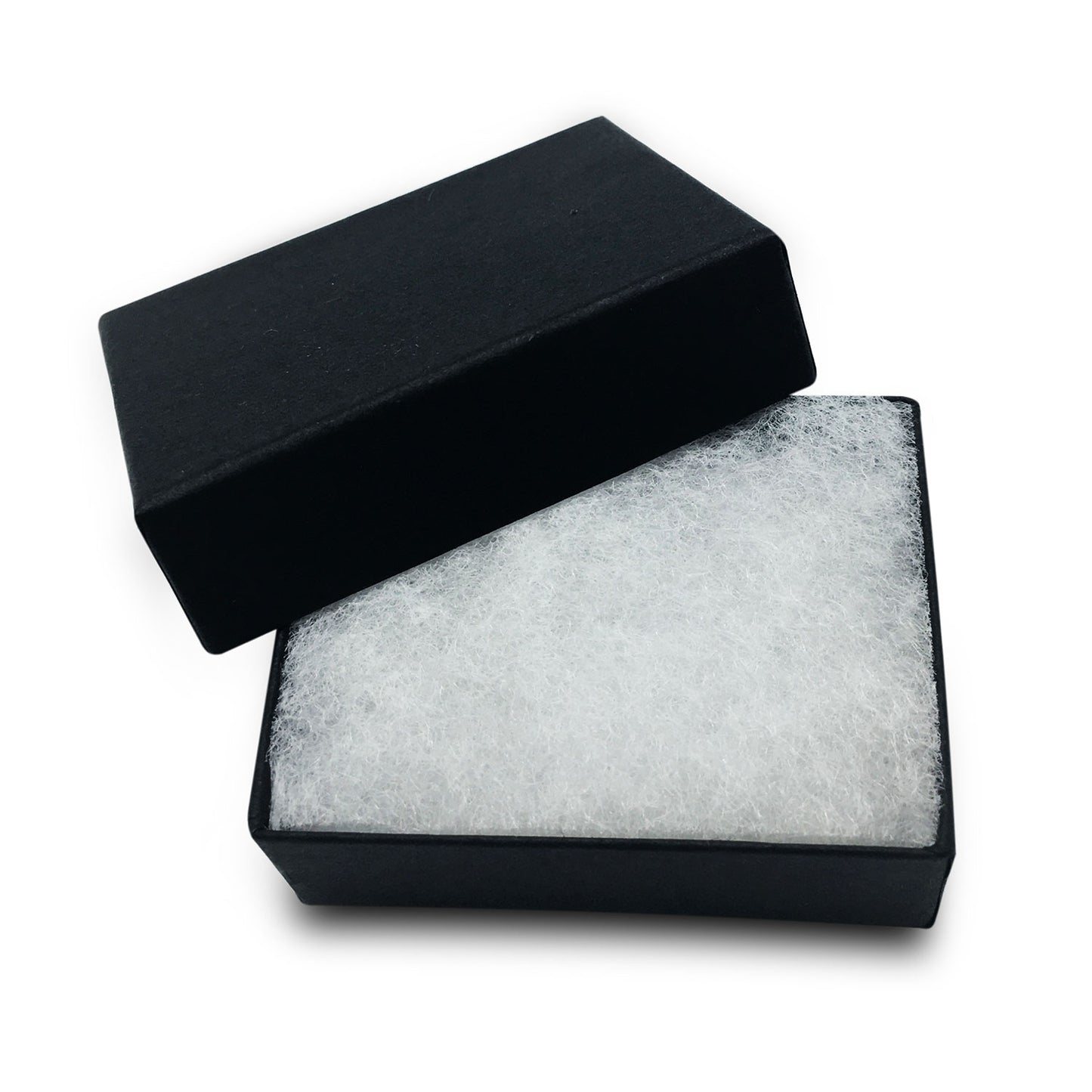 2 1/8"Wx 1 5/8"Dx 3/4"H Black Cotton Filled Paper Box