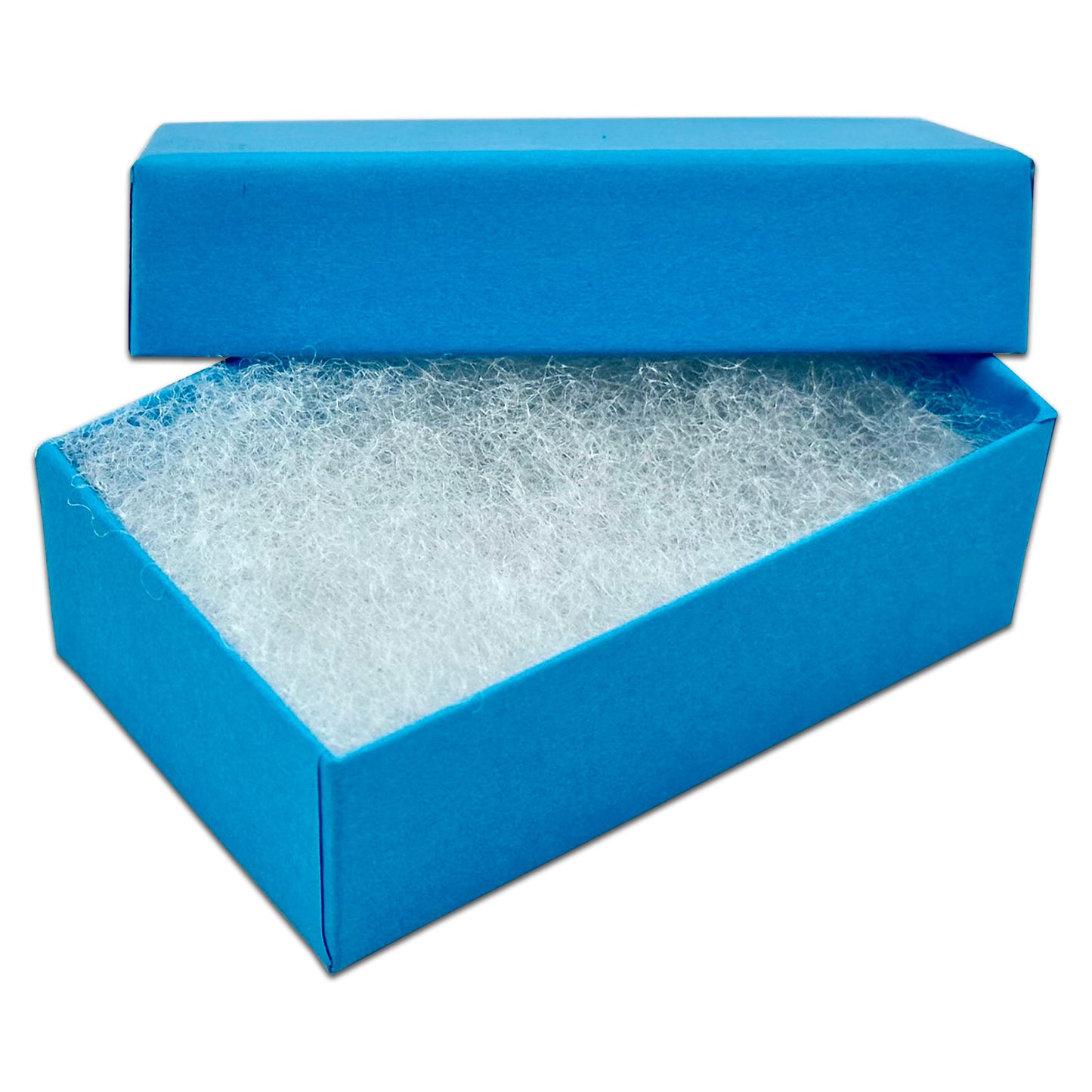 2 5/8" x 1 5/8" x 1" Azure Blue Cotton Filled Paper Box