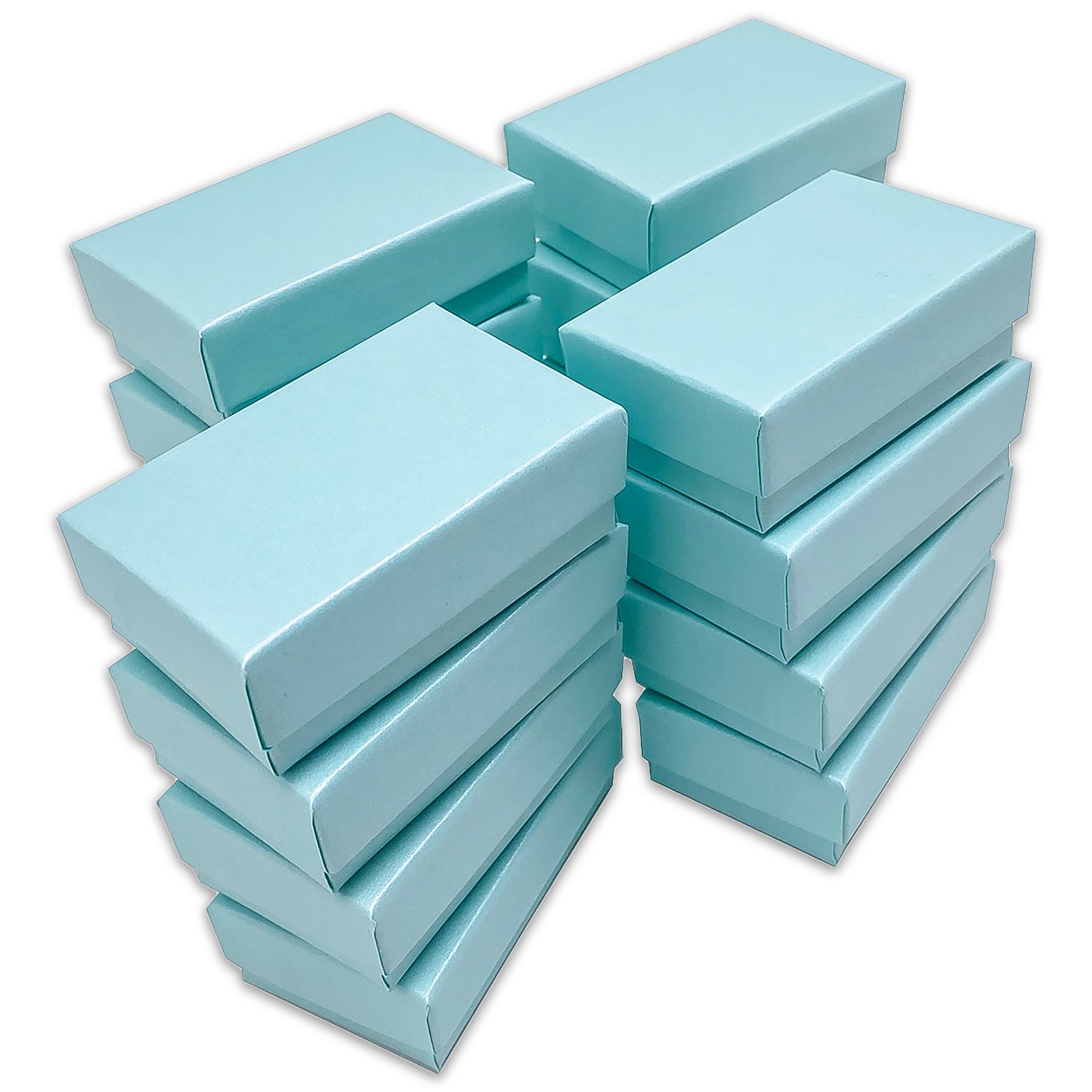 2 5/8" x 1 5/8" x 1" Light Pearl Teal Cotton Filled Paper Box