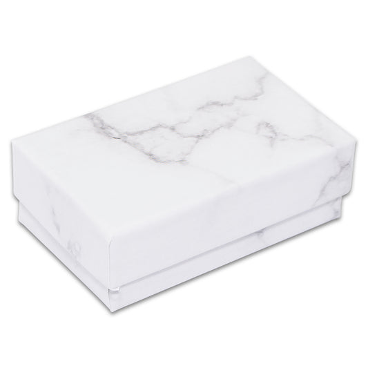 2 5/8" x 1 5/8" x 1" Marble White Cotton Filled Paper Box