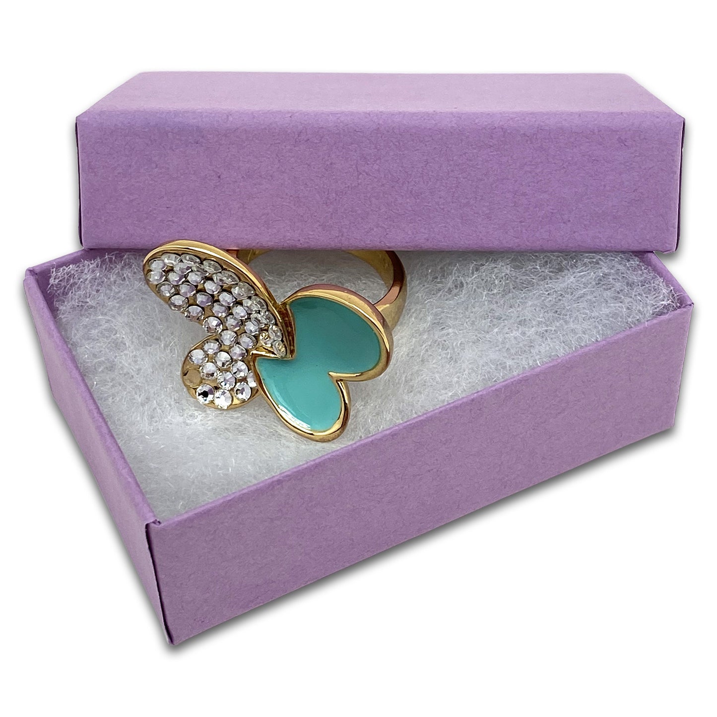 2 5/8" x 1 5/8" x 1" Matte Purple Cotton Filled Paper Box