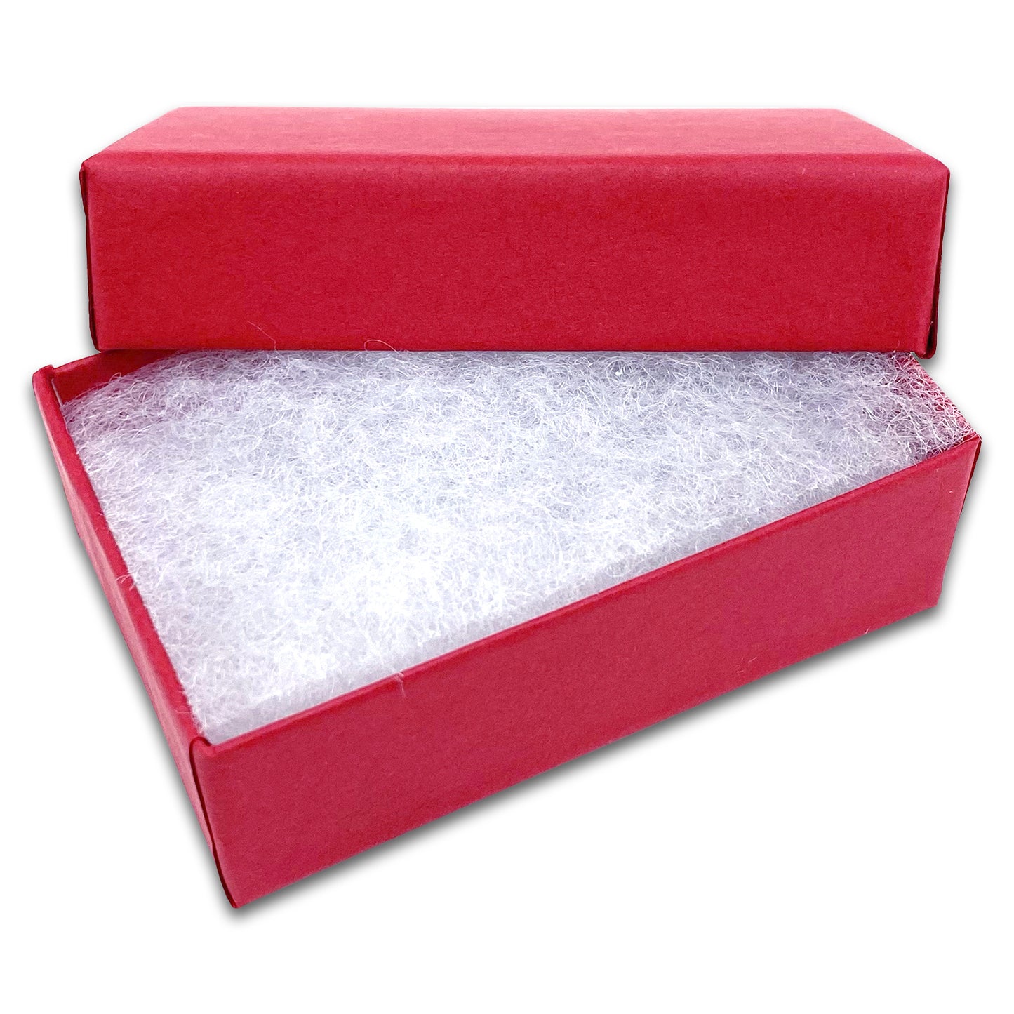 2 5/8" x 1 5/8" x 1" Matte Red Cotton Filled Paper Box