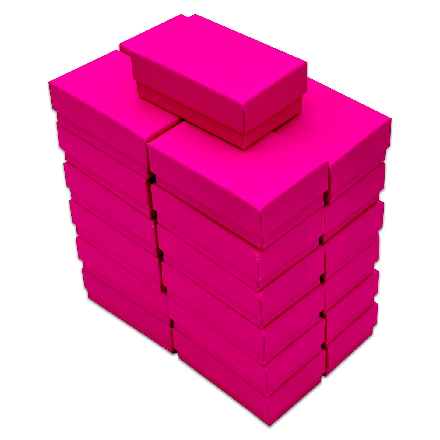 2 5/8" x 1 5/8" x 1" Neon Fuchsia Cotton Filled Paper Box