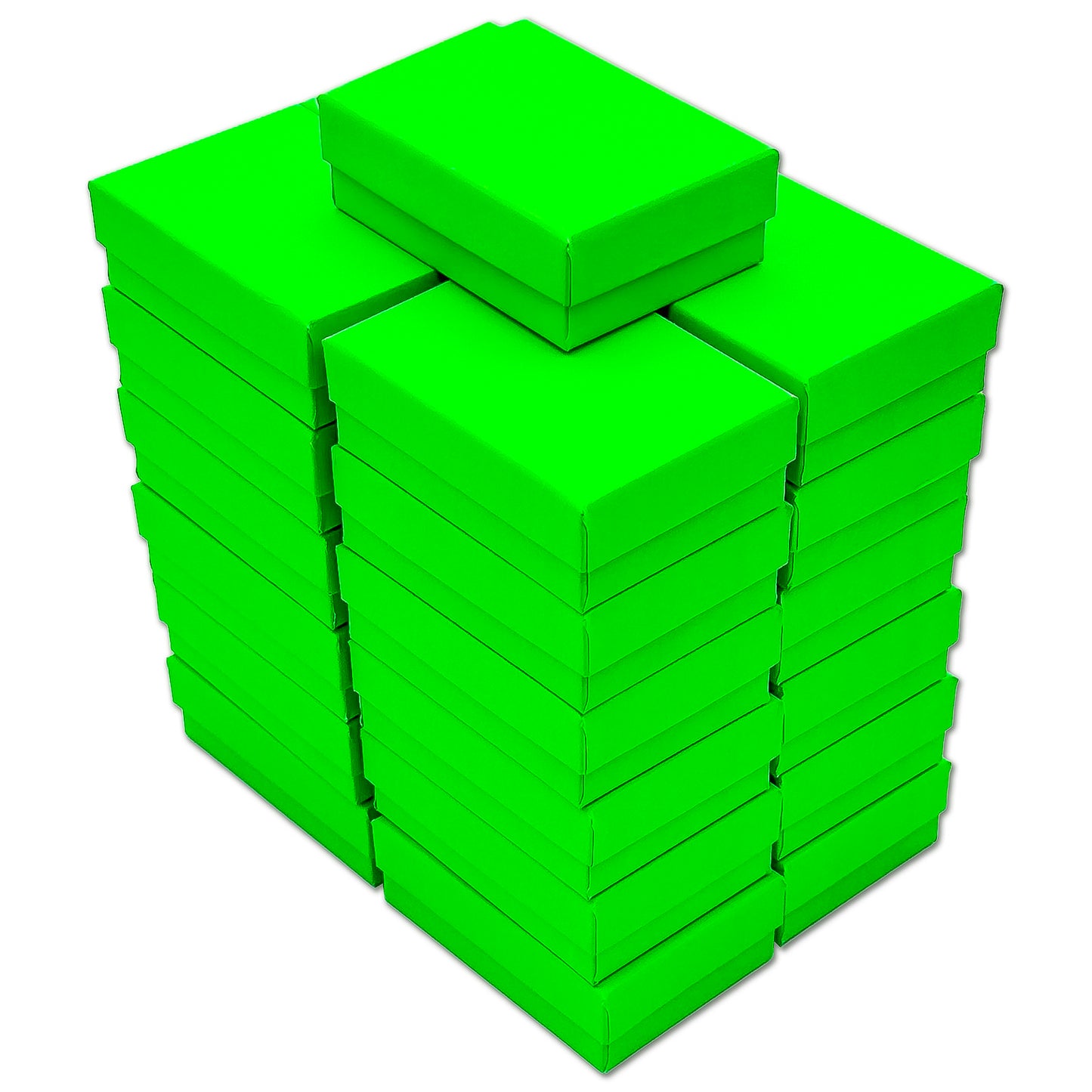 2 5/8" x 1 5/8" x 1" Neon Green Cotton Filled Paper Box