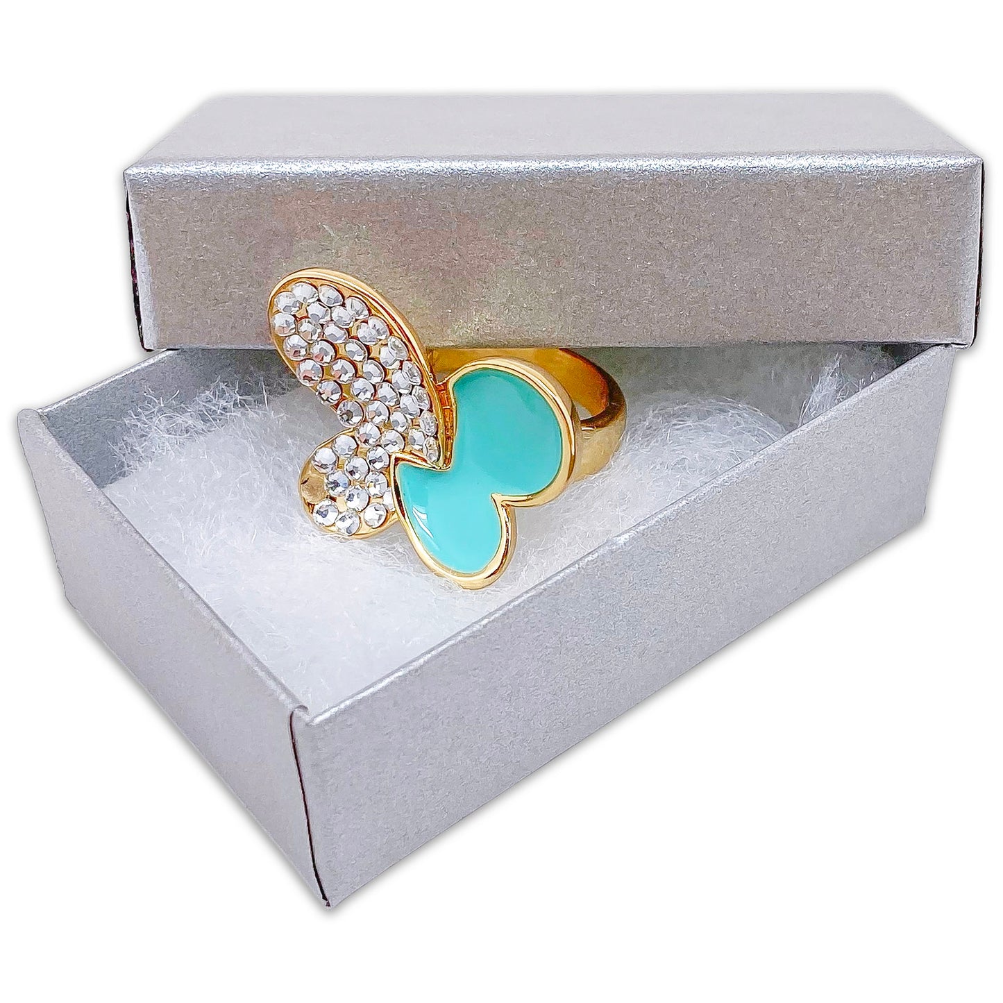 2 5/8" x 1 5/8" x 1" Pearl Gray Cotton Filled Paper Box