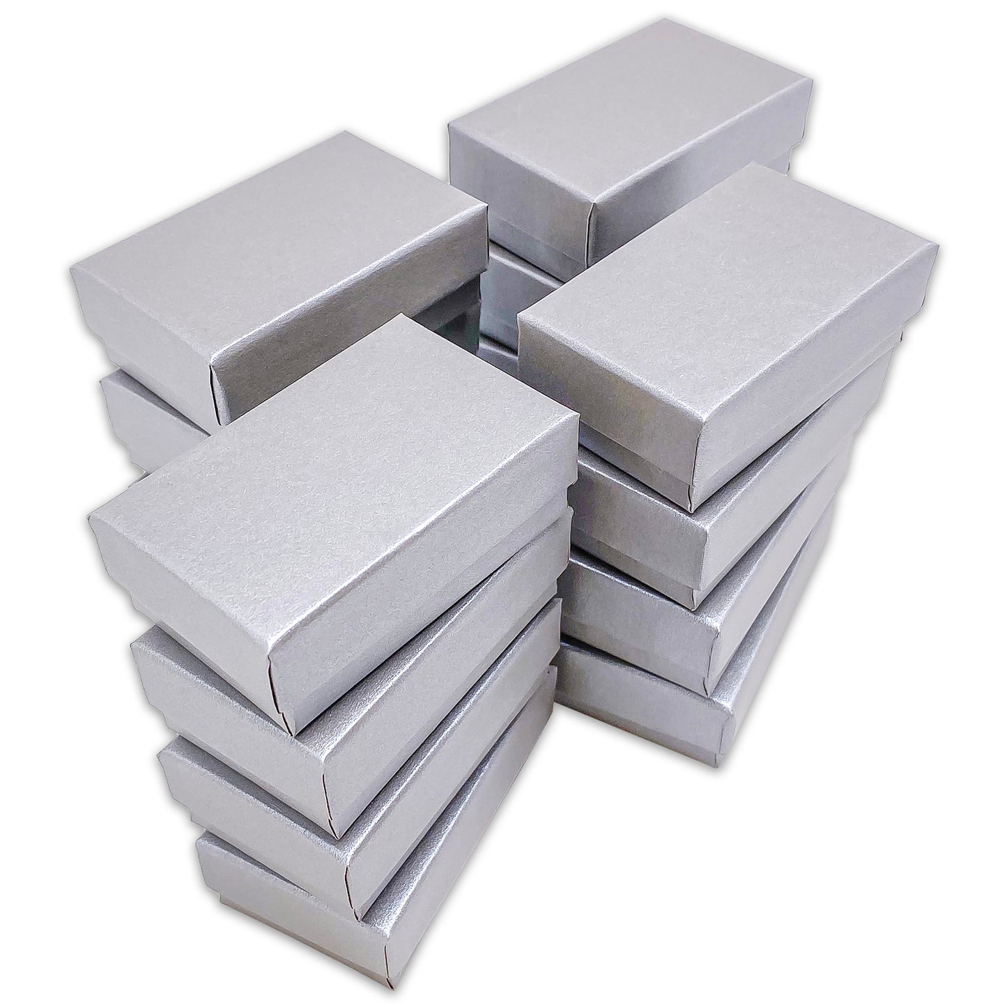2 5/8" x 1 5/8" x 1" Pearl Gray Cotton Filled Paper Box