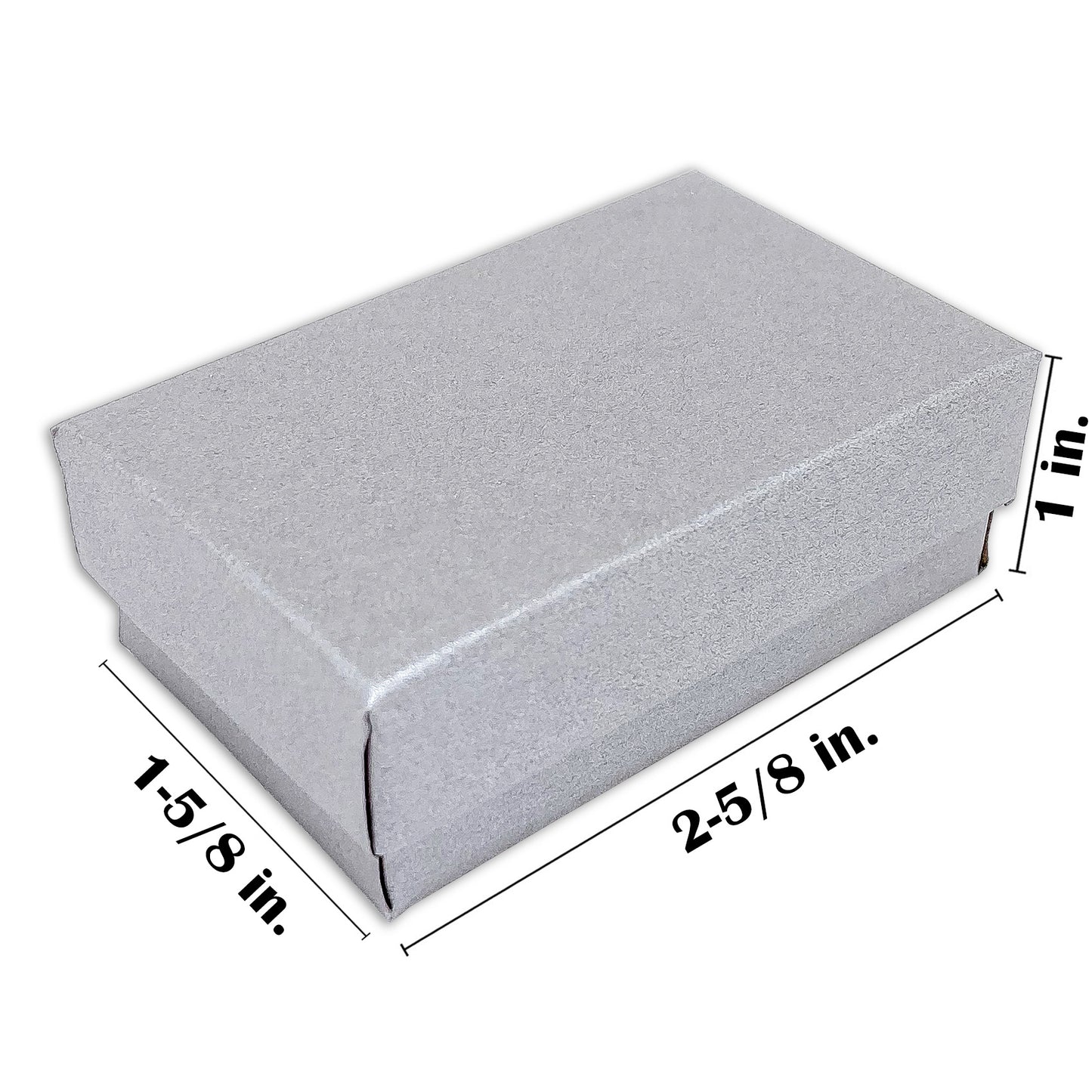 2 5/8" x 1 5/8" x 1" Pearl Gray Cotton Filled Paper Box