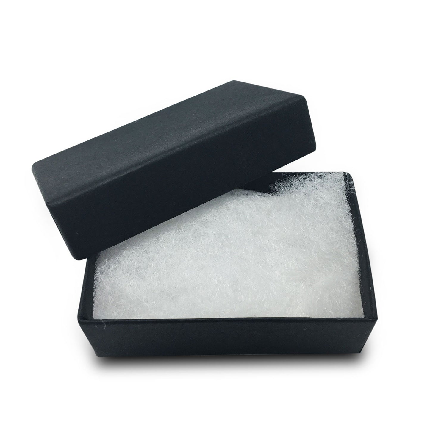 2 5/8" x 1 1/2" x 1" Black Cotton Filled Paper Box