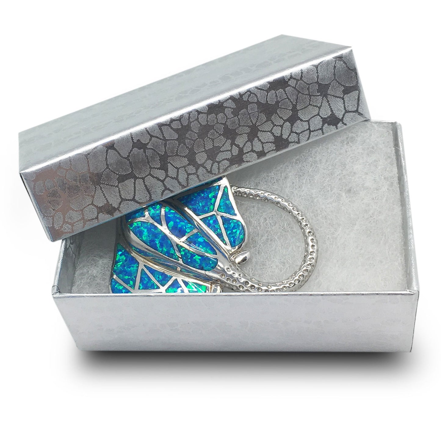 2 5/8"W x 1 1/2"D x 1"H Silver Cotton Filled Box
