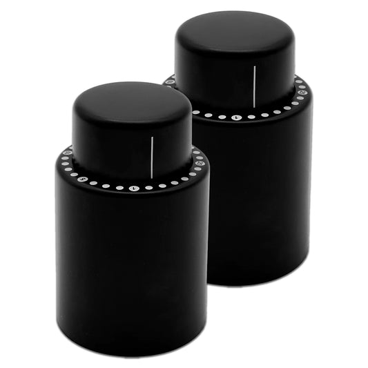 2-Pack of Wine Bottle Stoppers with Built-In Vacuum Pump and Date Indicator