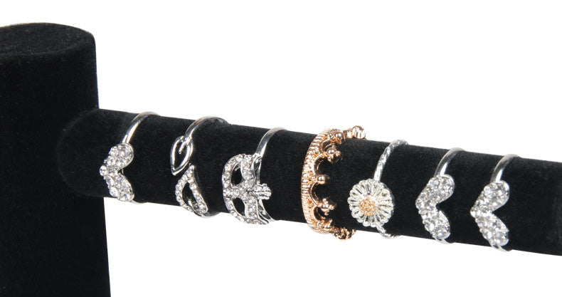 2 Tier Black Velvet Earring and Ring Jewelry Display