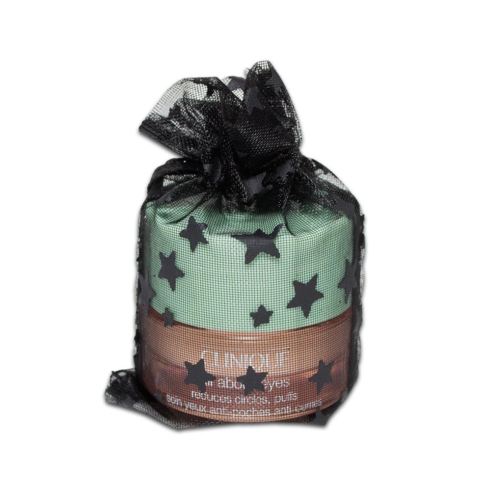 Black with Black Star Organza Drawstring Pouch Gift Bags