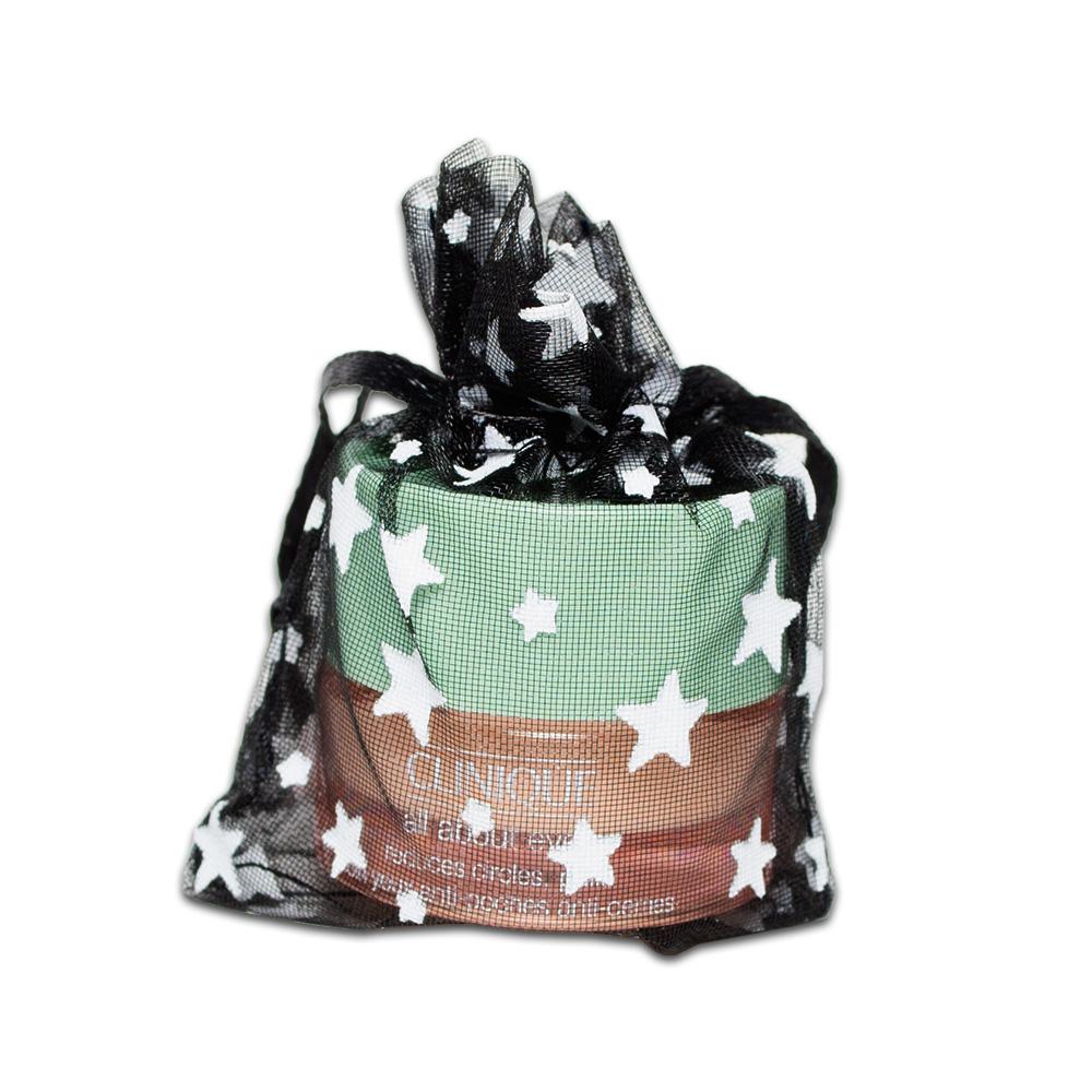 Black with White Star Organza Drawstring Pouch Gift Bags