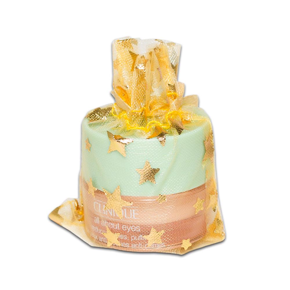 Gold with Gold Star Organza Drawstring Pouch Gift Bags