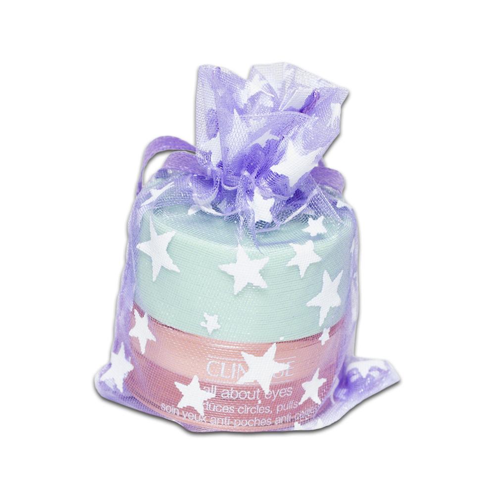 Lavender with White Star Organza Drawstring Pouch Gift Bags
