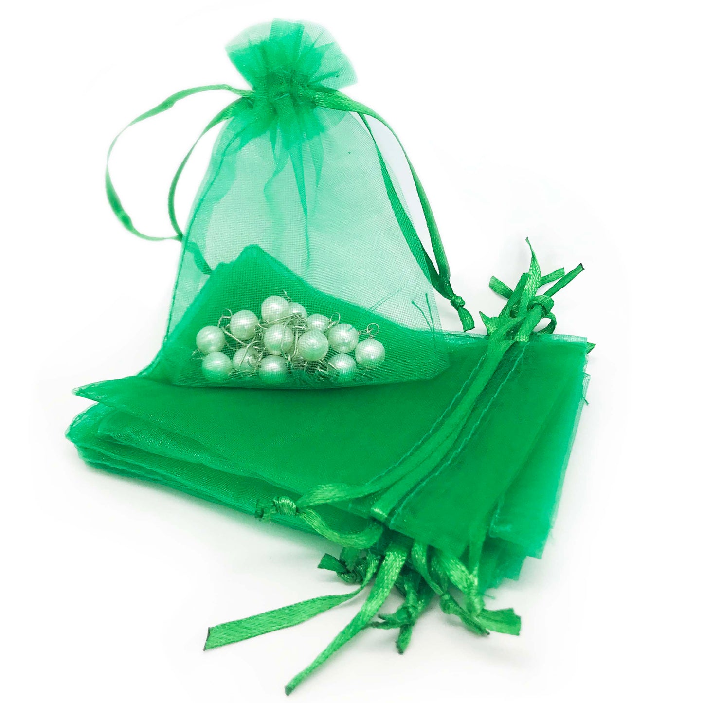 Light Green Organza Drawstring Pouches