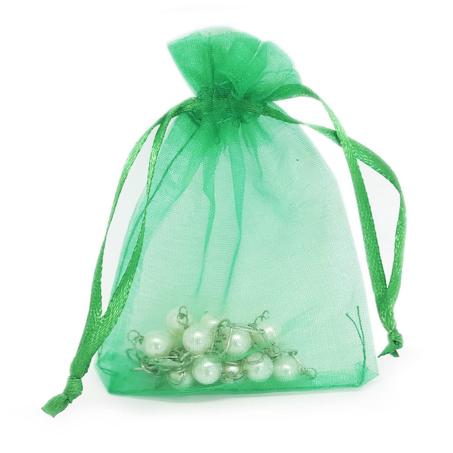 Light Green Organza Drawstring Pouches