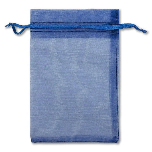 Navy Organza Drawstring Pouches