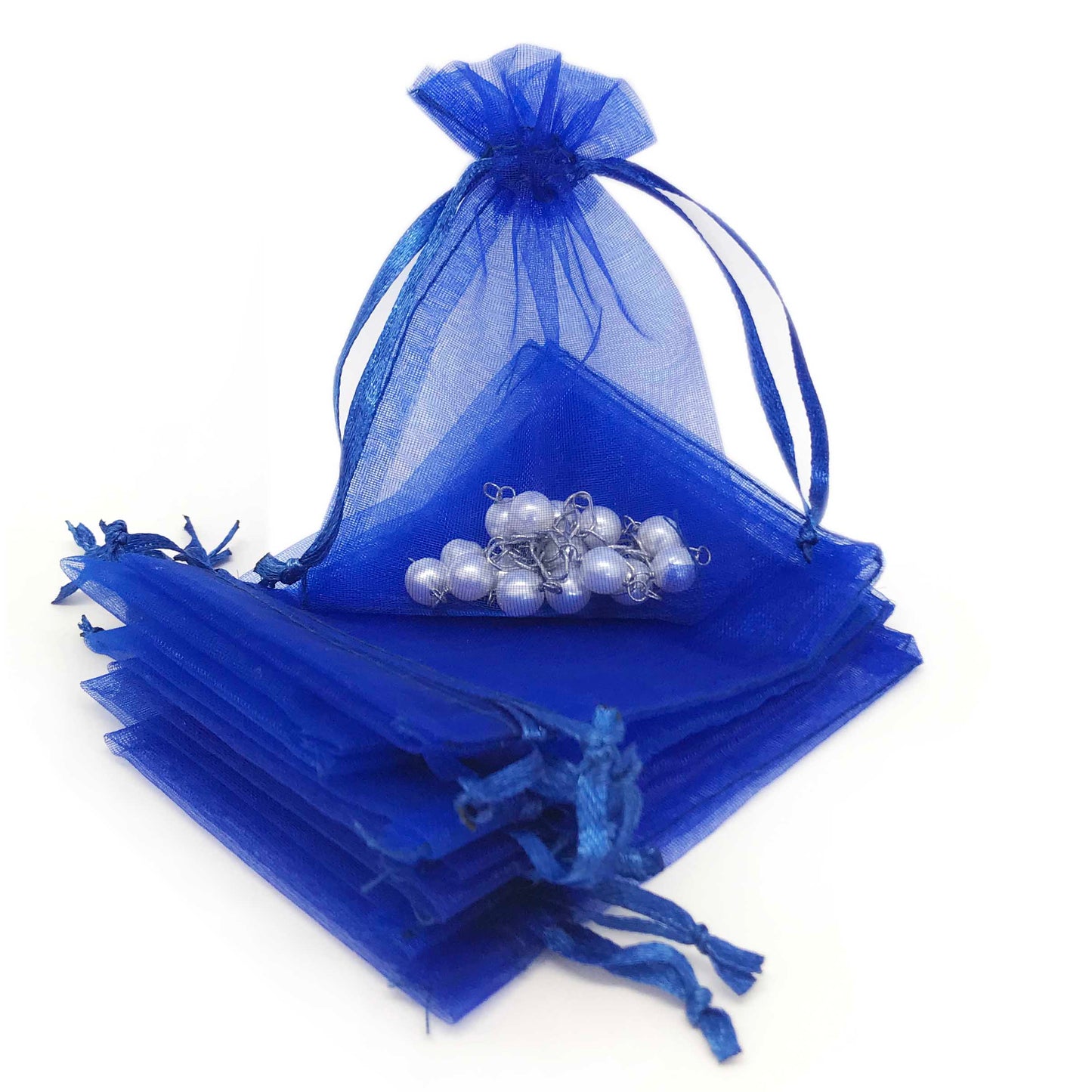 Royal Blue Organza Drawstring Pouches