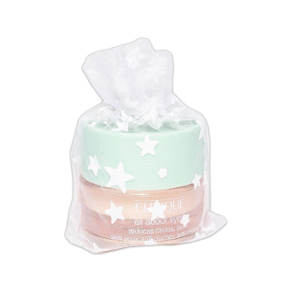 White with White Star Organza Drawstring Pouch Gift Bags