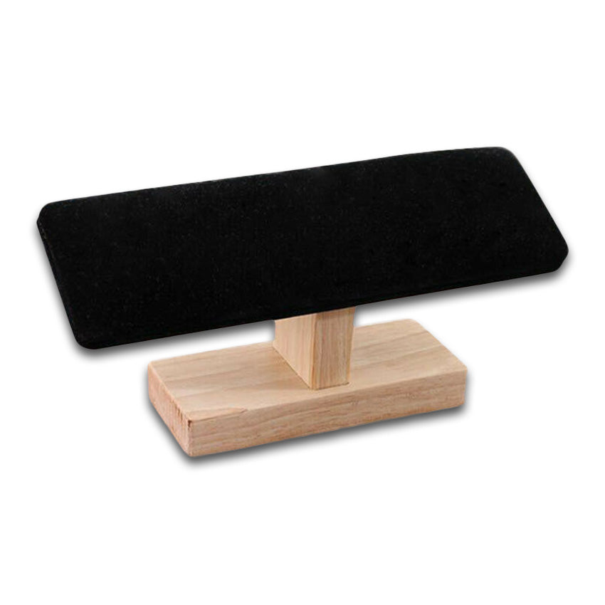 Black Velvet Wood Single Row Round T-Bar Jewelry Display