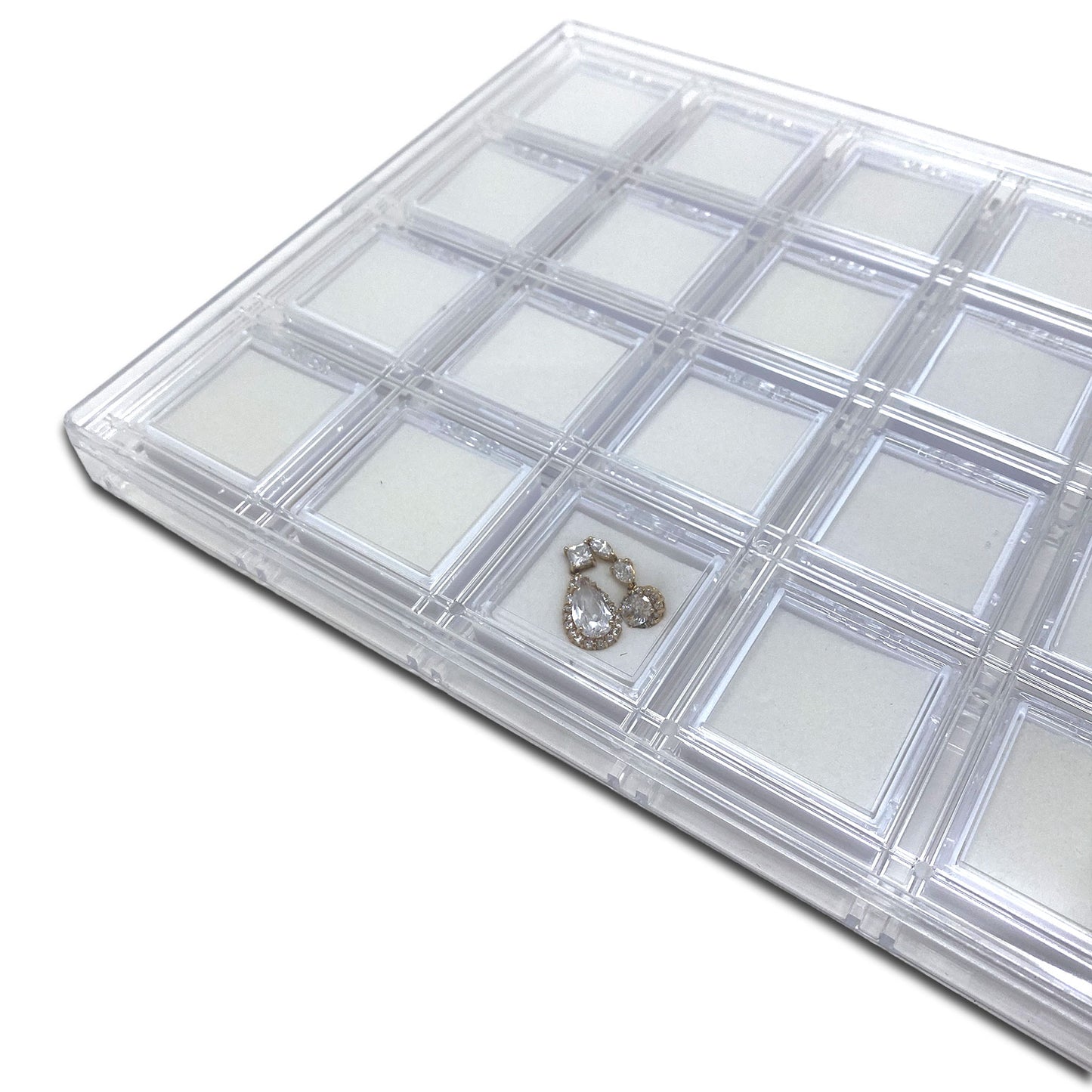 24 Clear Gemstone Boxes with Acrylic Case