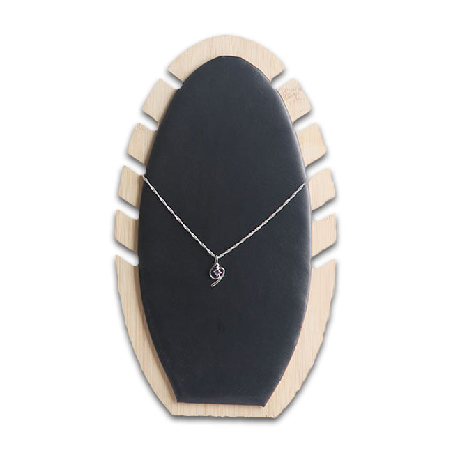 27 x 16cm Black Velvet Oval Bamboo Necklace Jewelry Display