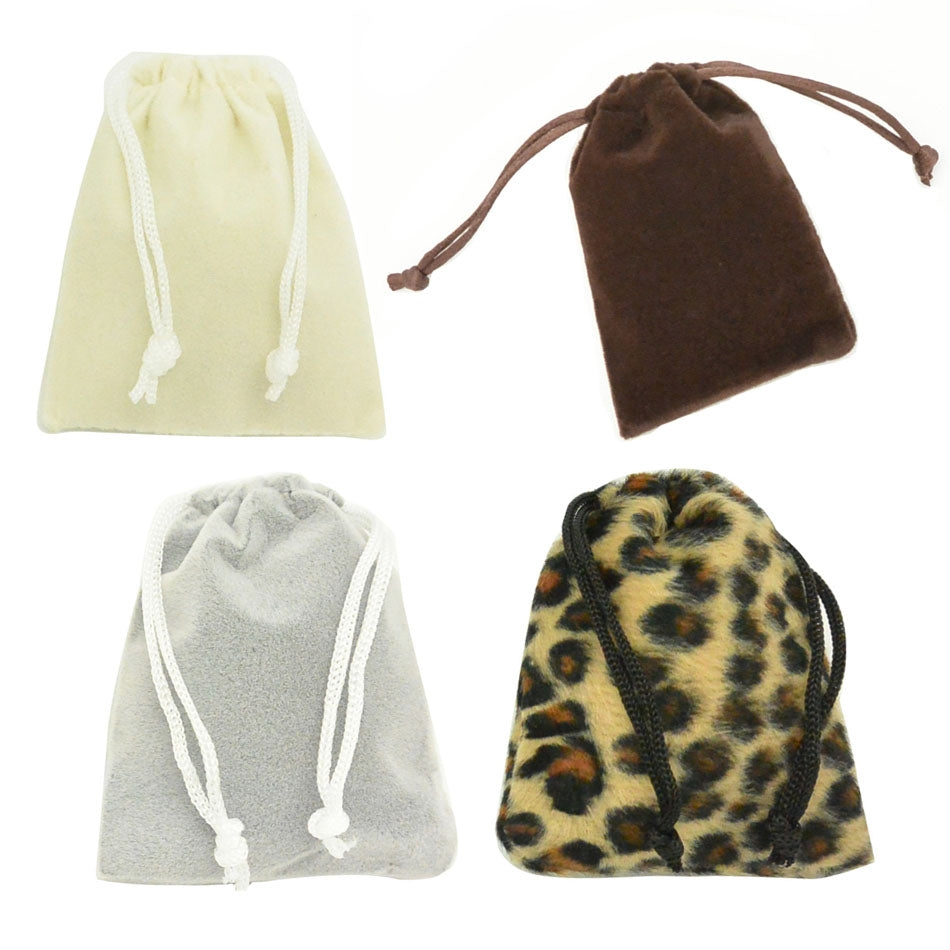 Small Beige High Quality Velvet Pouch Bags Party Favors