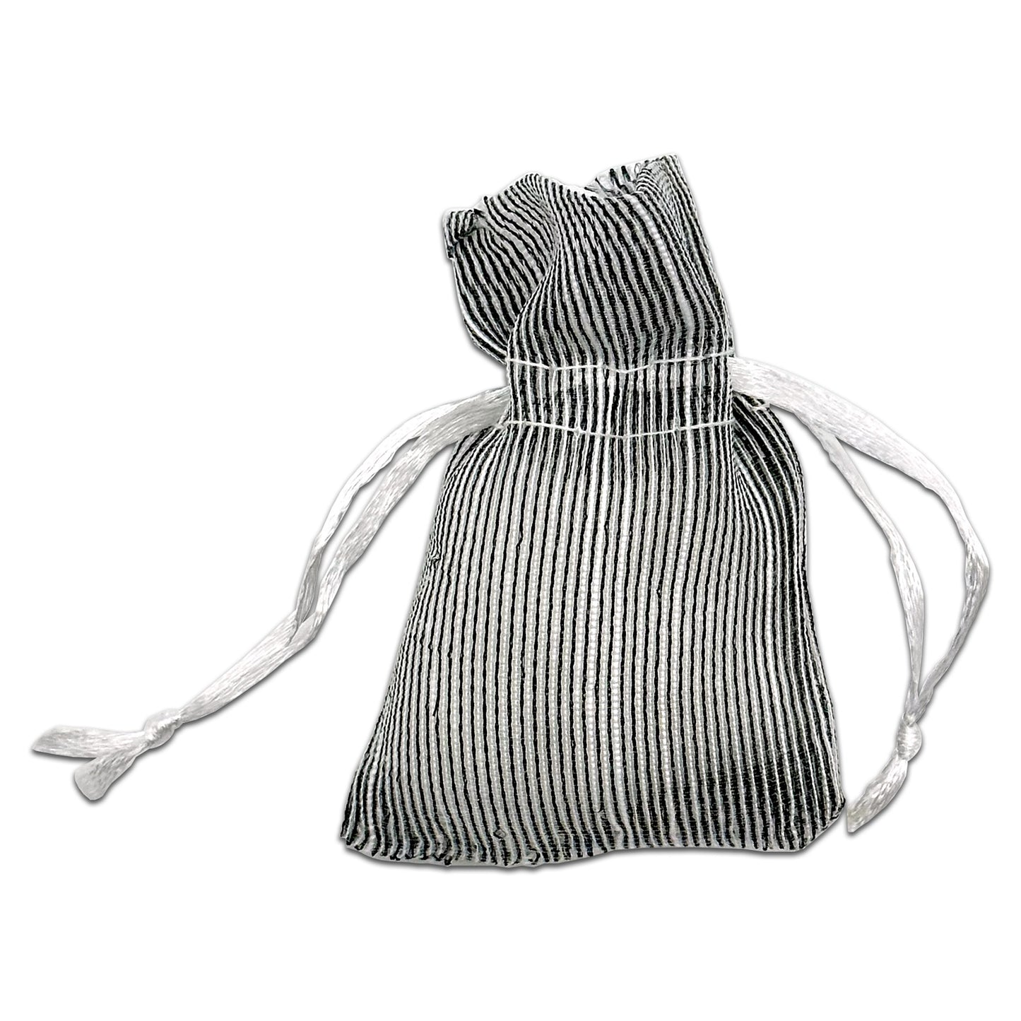 96-Pack Black Striped Weave Organza Drawstring Pouch Gift Bags