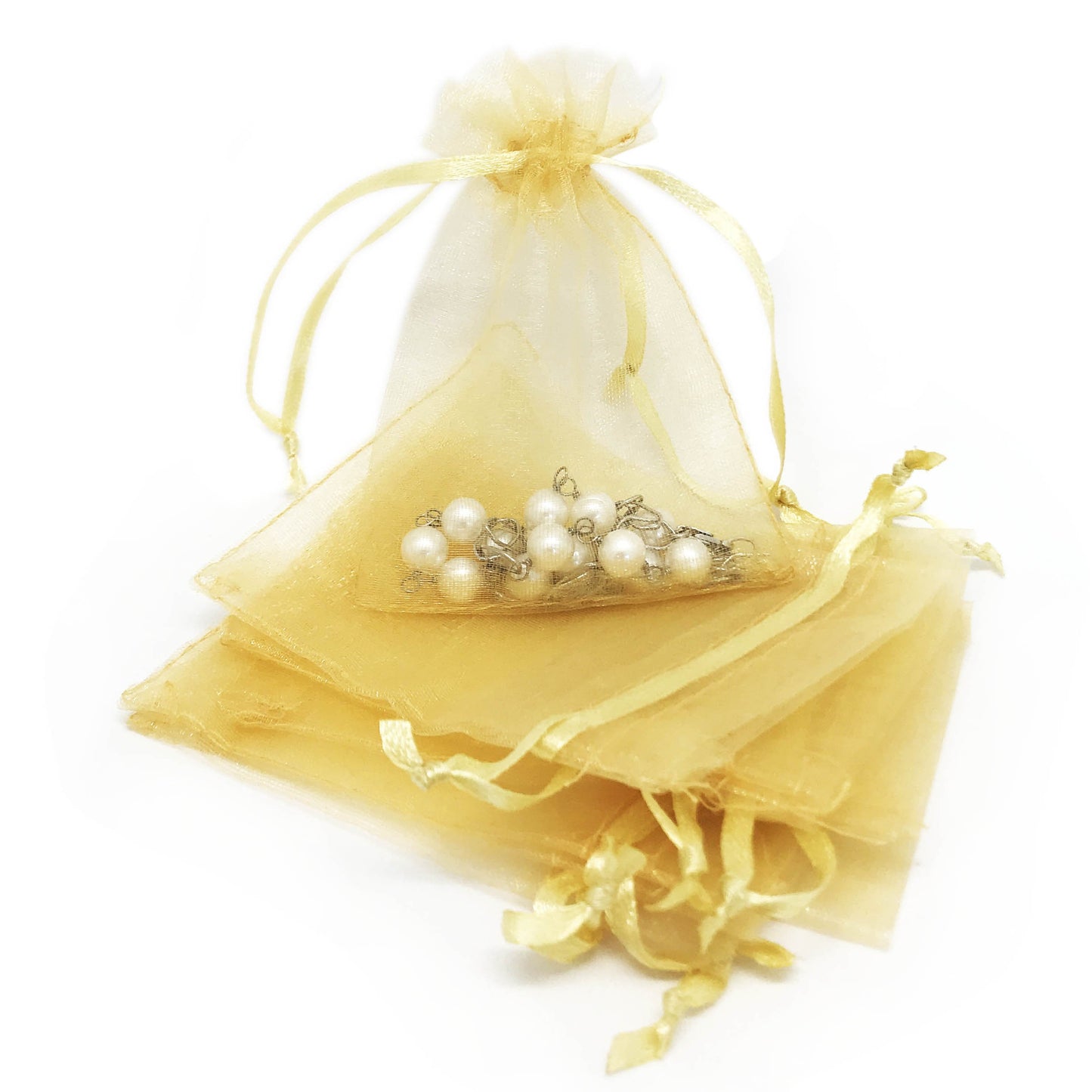 Gold Color Organza Drawstring Pouches
