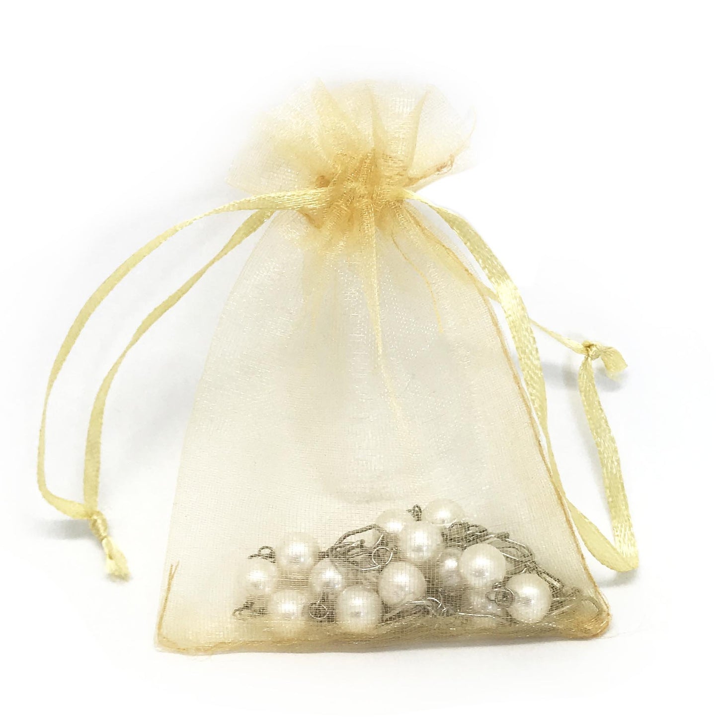 Gold Color Organza Drawstring Pouches
