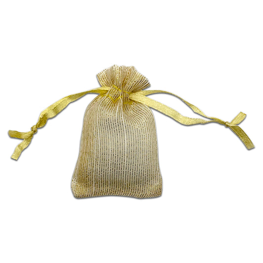 96-Pack Gold Striped Weave Organza Drawstring Pouch Gift Bags