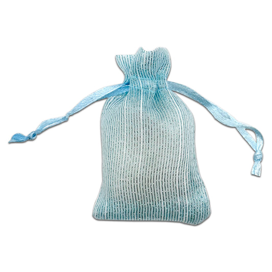 96-Pack Light Blue Striped Weave Organza Drawstring Pouch Gift Bags