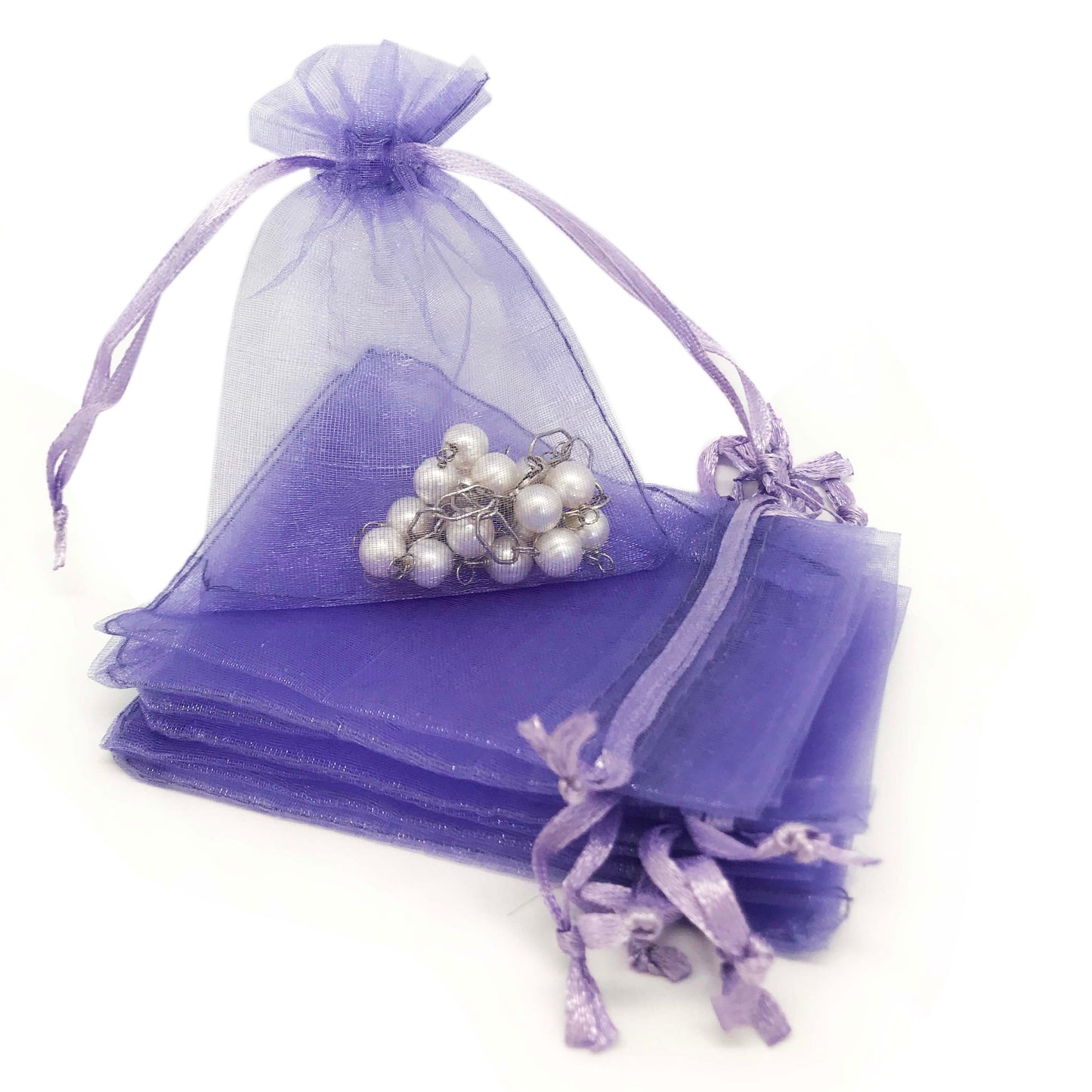 Light Purple Organza Drawstring Pouches