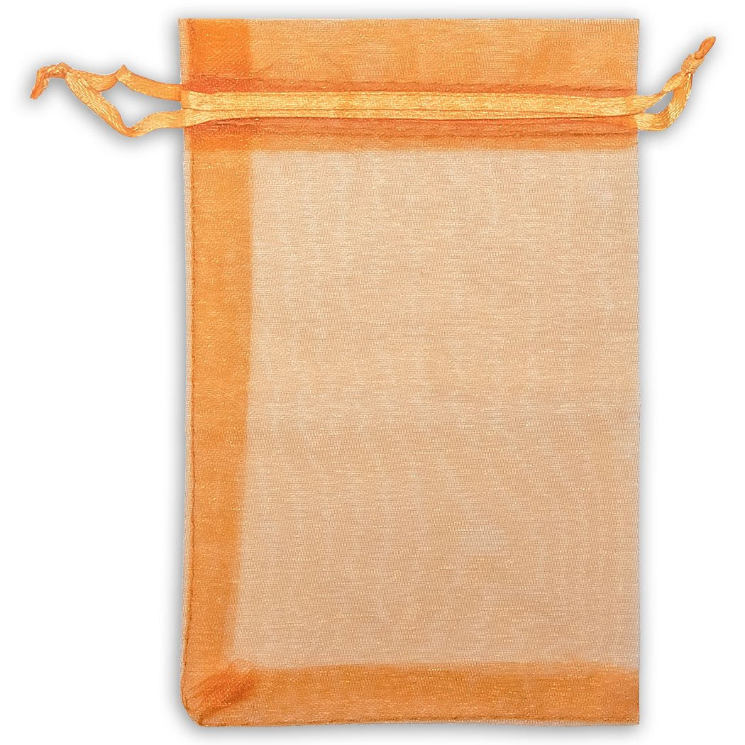 Orange Organza Drawstring Pouches