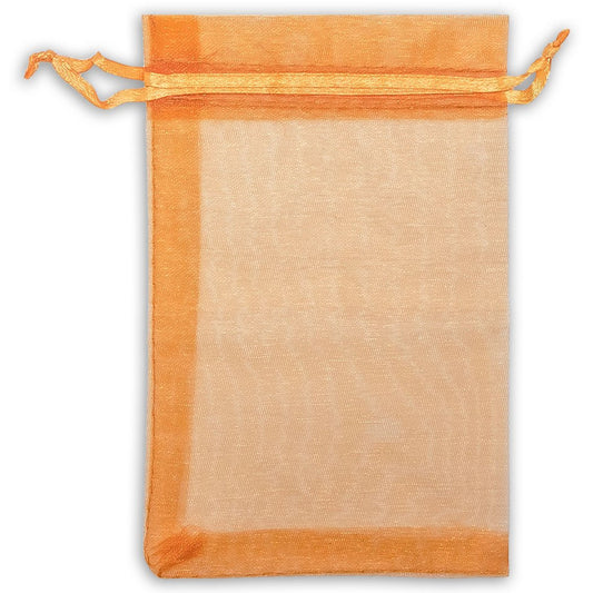 Orange Organza Drawstring Pouches