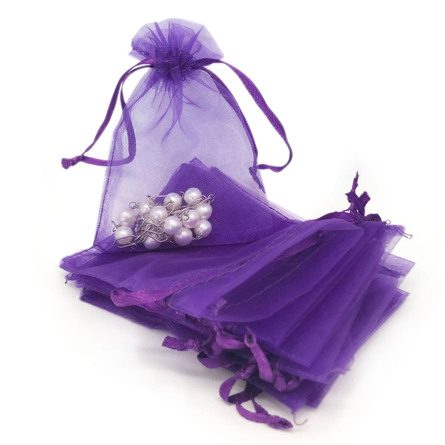Dark Purple Organza Drawstring Pouches