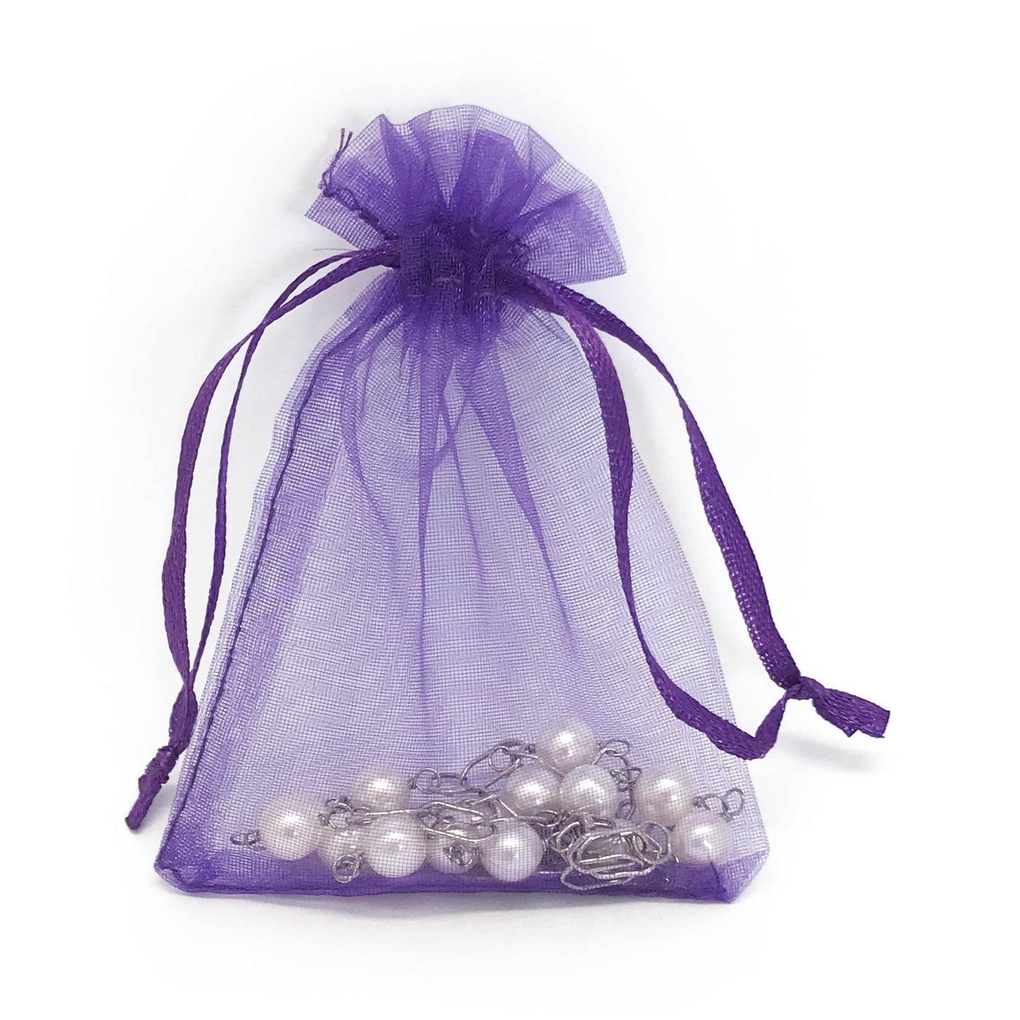 Dark Purple Organza Drawstring Pouches