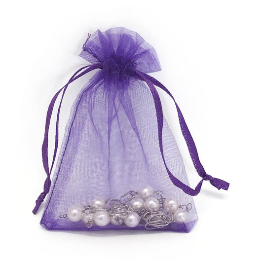 Dark Purple Organza Drawstring Pouches
