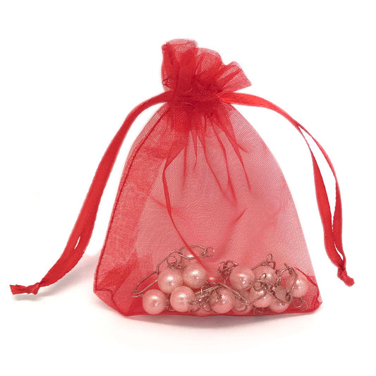Red Organza Drawstring Pouches