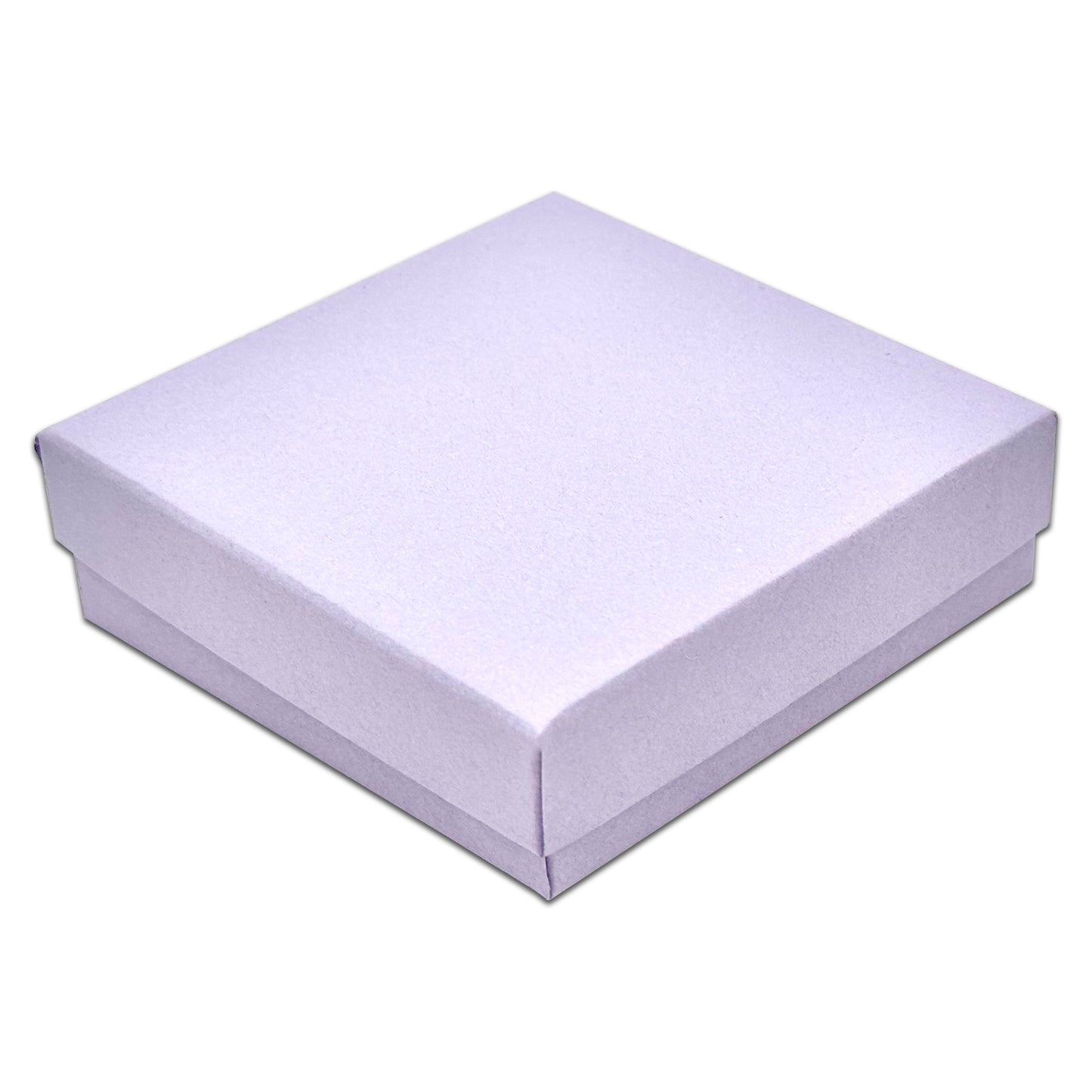 3 1/2" x 3 1/2" x 1" Light Lavender Cotton Filled Paper Box