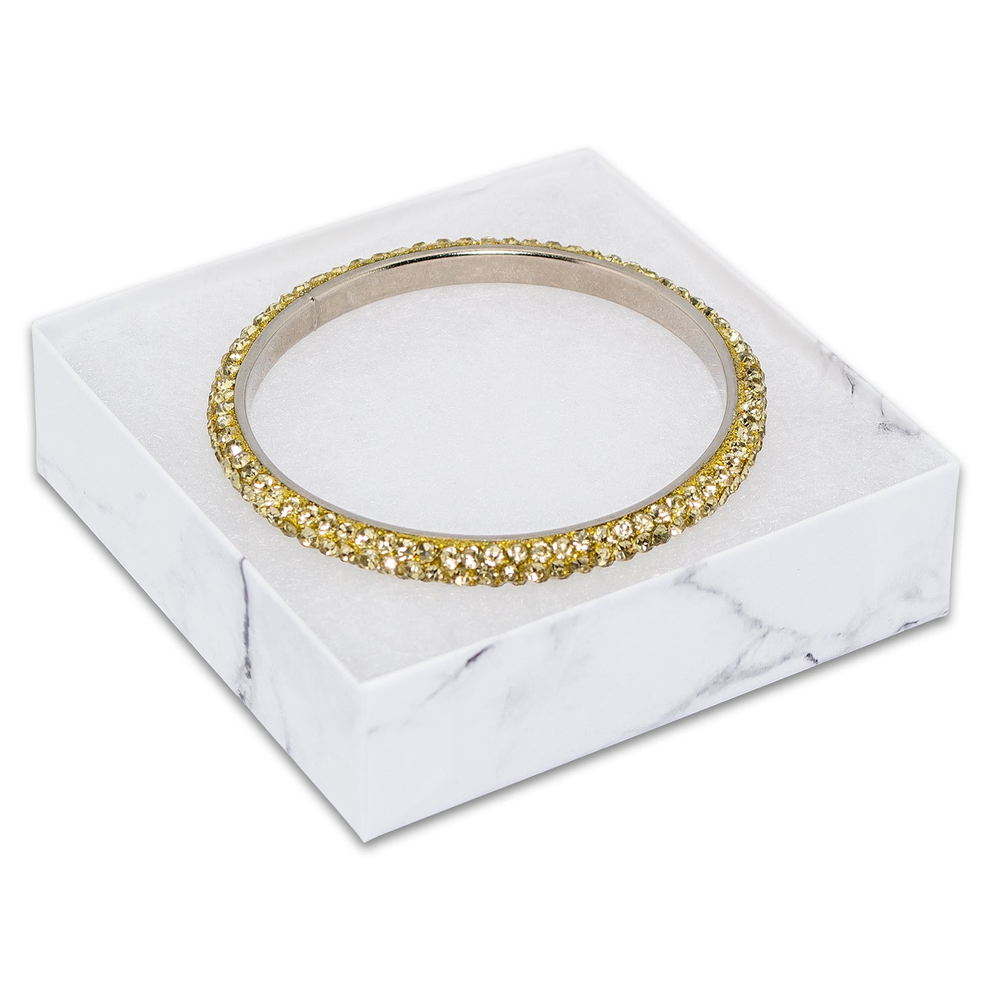 3 1/2" x 3 1/2" x 1" Marble White Cotton Filled Paper Box