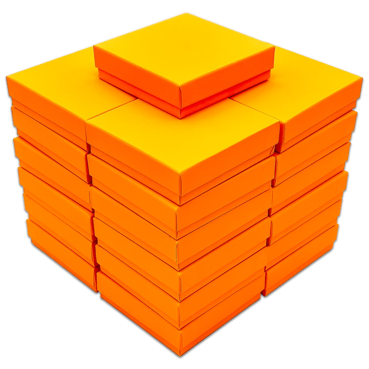 3 1/2" x 3 1/2" x 1" Marigold Cotton Filled Paper Box