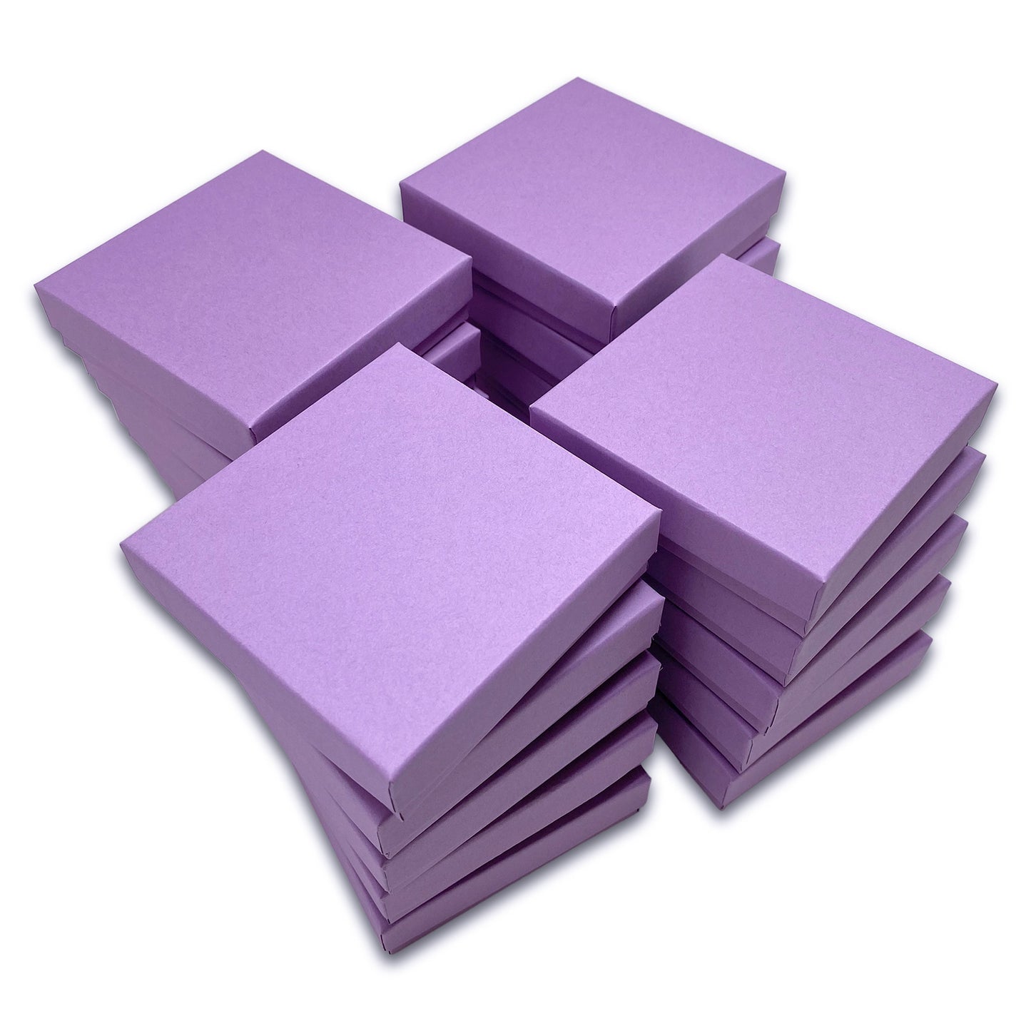 3 1/2" x 3 1/2" x 1" Matte Purple Cotton Filled Paper Box