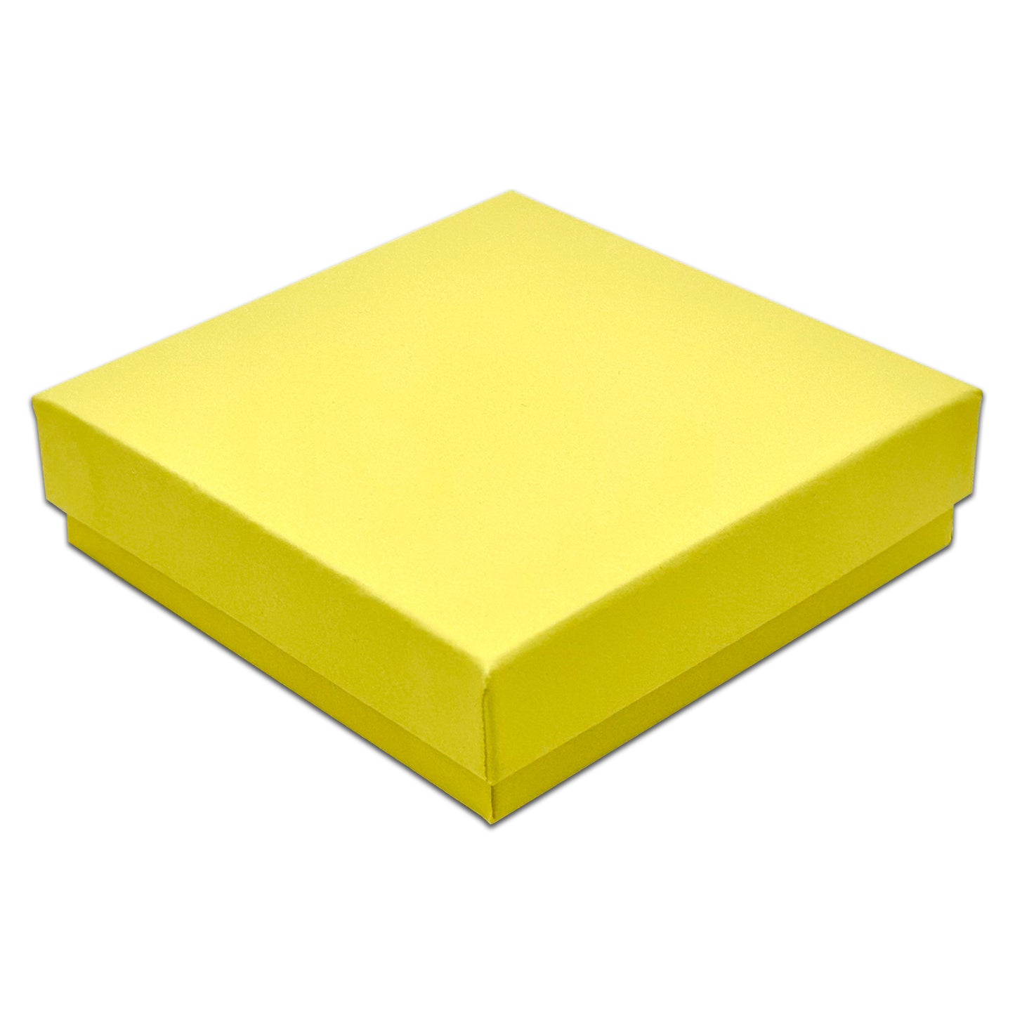 3 1/2" x 3 1/2" x 1" Mustard Yellow Cotton Filled Paper Box