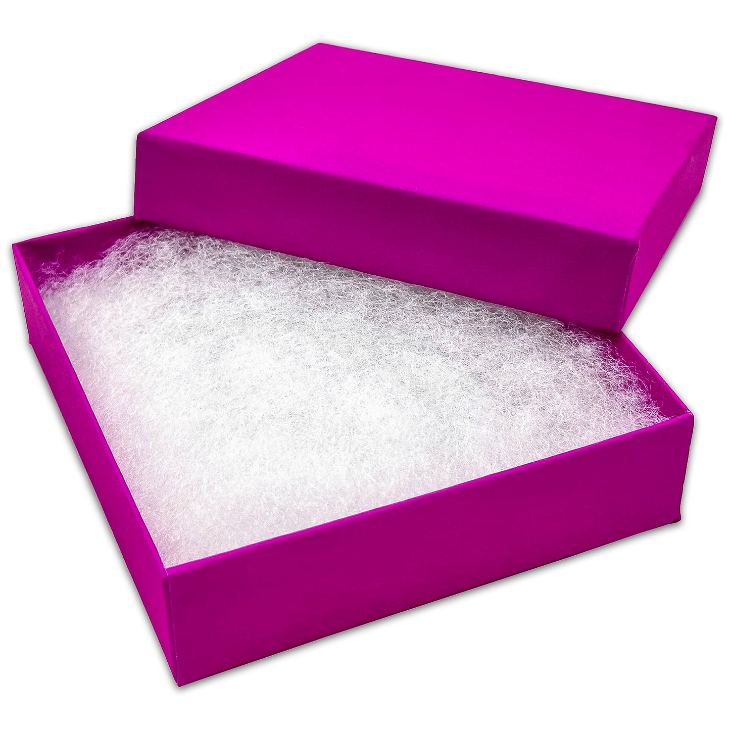 3 1/2" x 3 1/2" x 1" Neon Purple Cotton Filled Paper Box